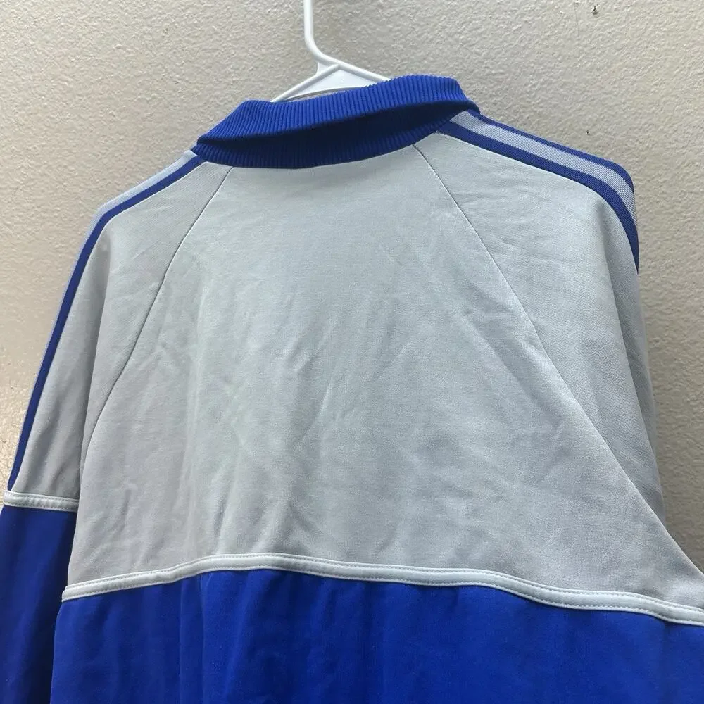 Vintage 70s/80s Adidas Trefoil Track Jacket – Blue & Gray Beckenbauer Style Sz S